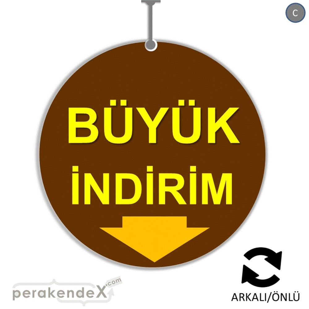 büyük indirim DÖNKARTI -oval,çift yön baskı