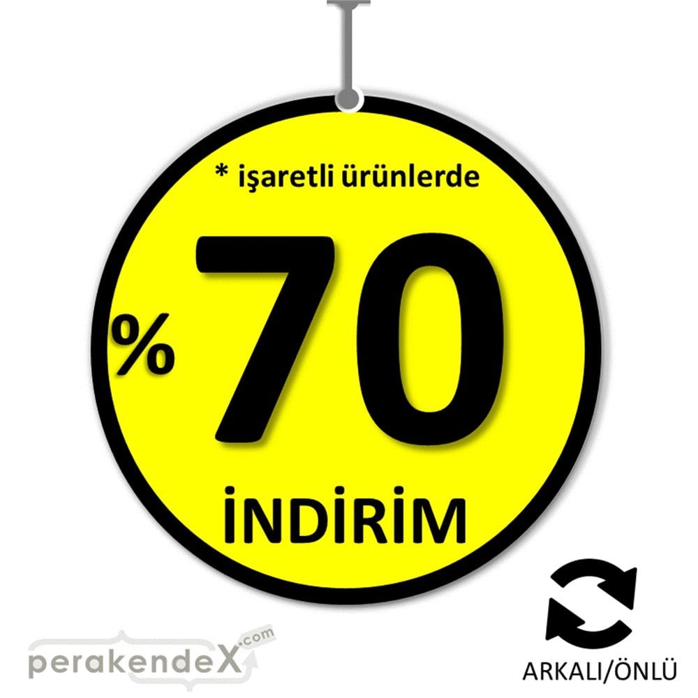 yüzde 70 indirim * işaretli ürünlerde DÖNKARTI -oval,çift yön baskı