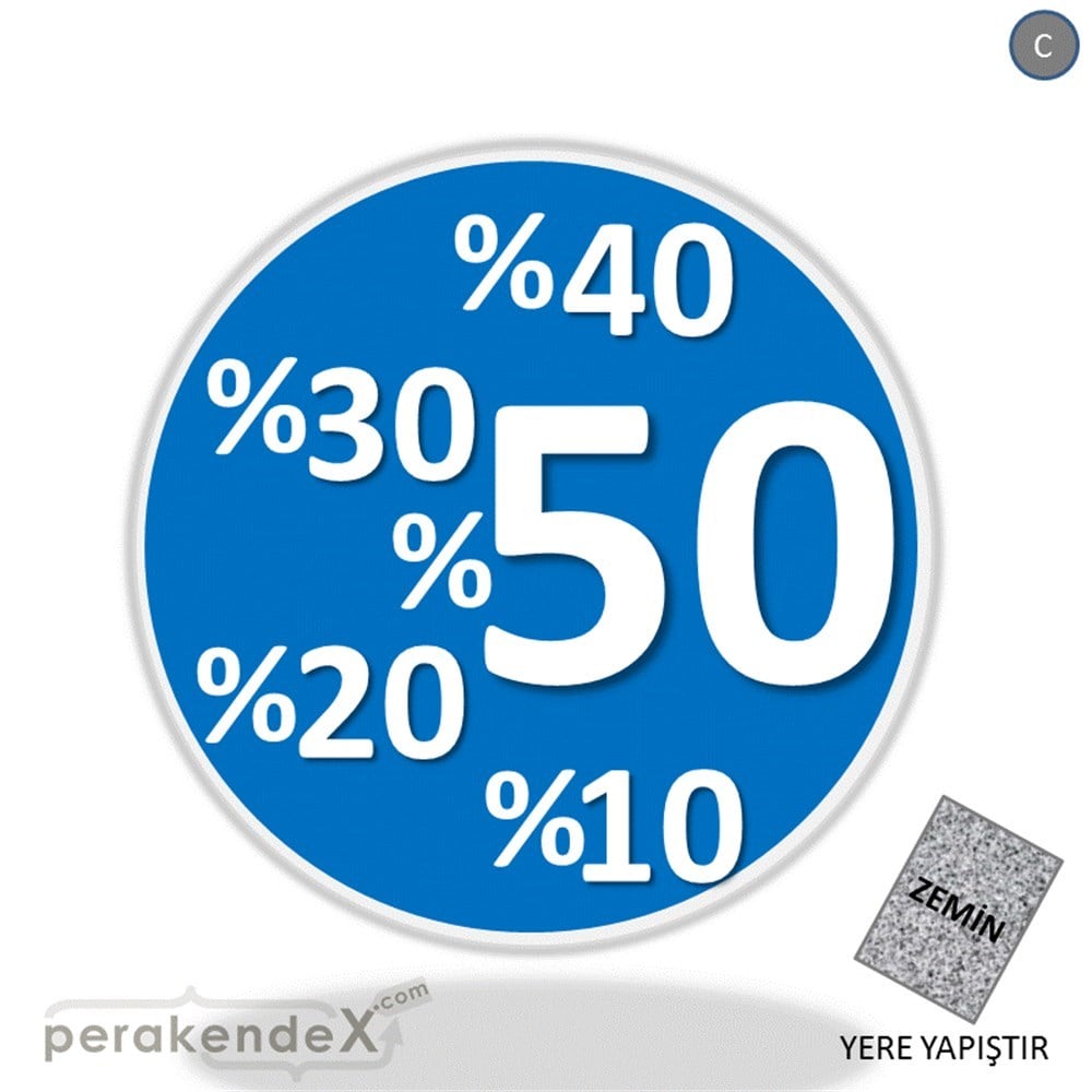 yüzde(50-40-30-20-10) indirim YER ZEMİNE YAPIŞIR -oval,tek yön baskı