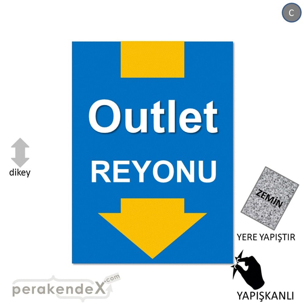 outlet reyonu YER ZEMİNE YAPIŞIR -dikdörtgen,tek yön baskı