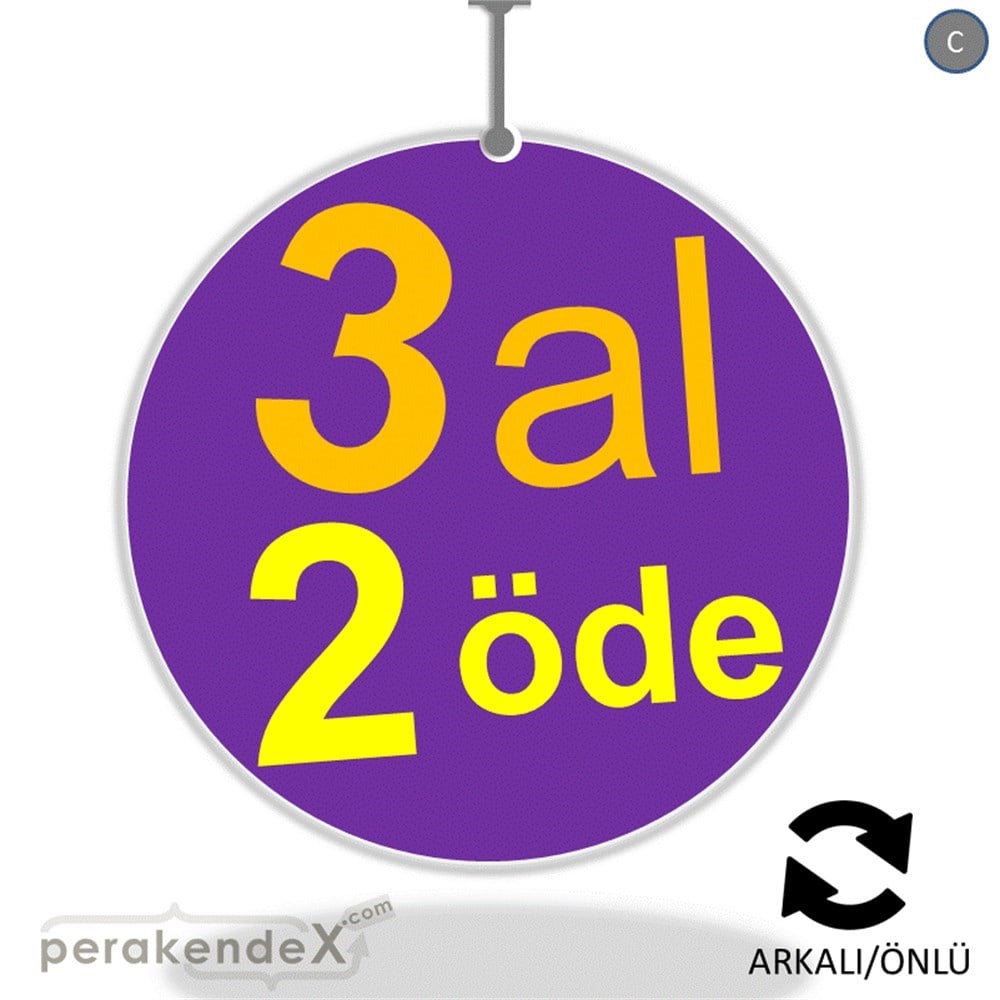 3 al 2 öde DÖNKARTI -oval,çift yön baskı