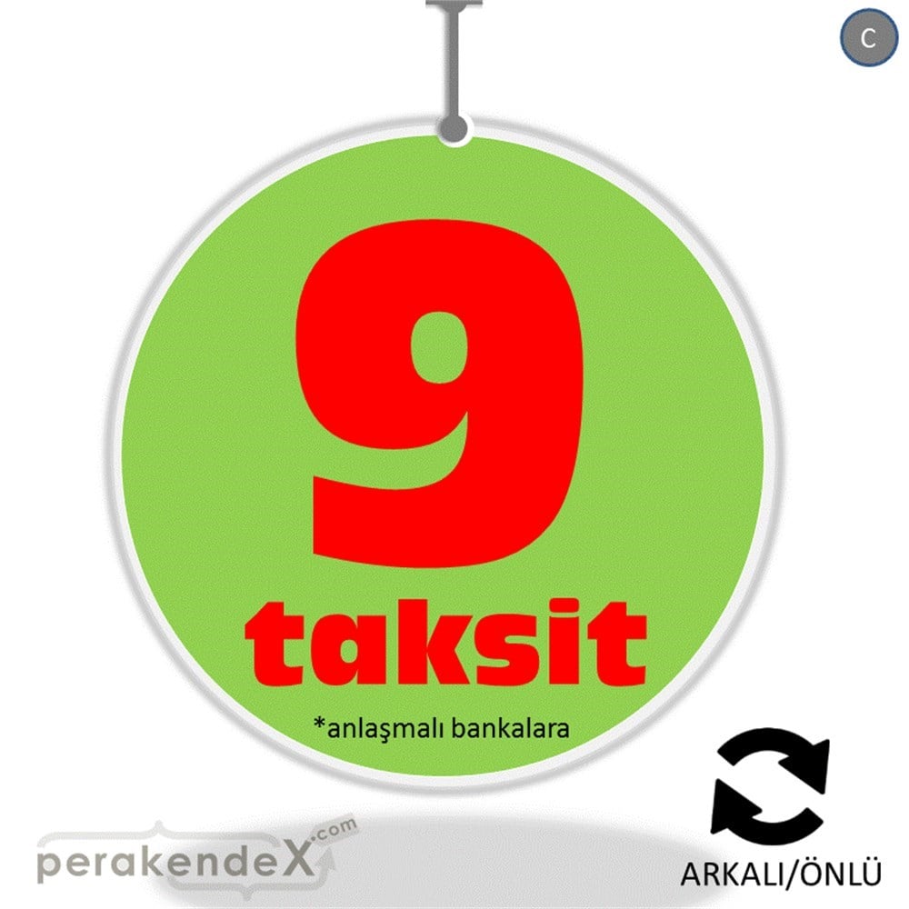 anlaşmalı bankalara 9 taksit DÖNKARTI -oval,çift yön baskı