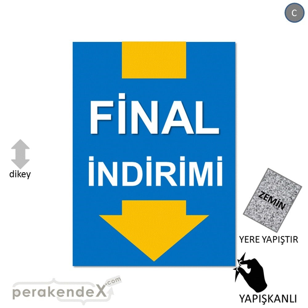 final indirimi YER ZEMİNE YAPIŞIR -dikdörtgen,tek yön baskı