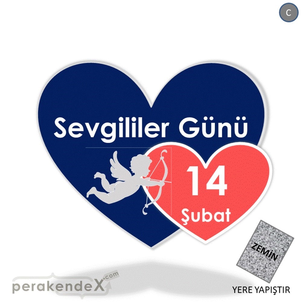 14 şubat sevgililer günü eros YER - ZEMİN FOLYO,  VİNİL -Kalp,tek yön baskı