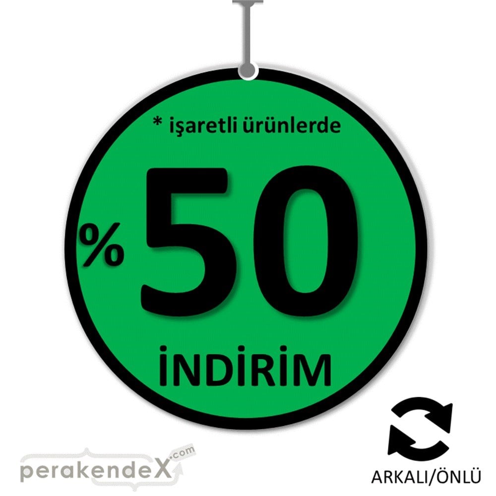 yüzde 50 ye varan indirim DÖNKARTI -oval,çift yön baskı