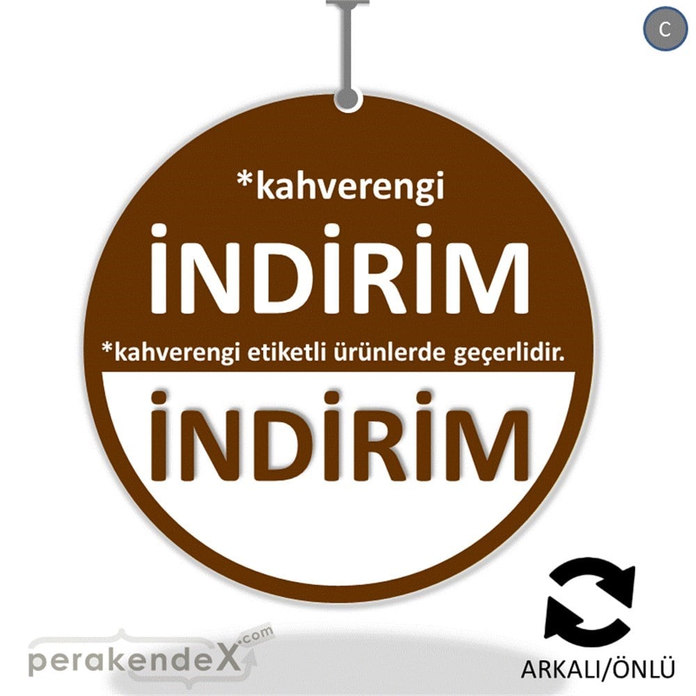 etiket rengine göre indirim DÖNKARTI -oval,çift yön baskı