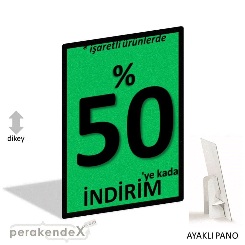 yüzde 50 ye varan indirim AYAKLI REKLAM PANOSU -dikdörtgen,tek yön baskı