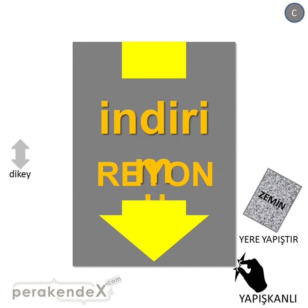 indirim reyonu YER ZEMİNE YAPIŞIR -dikdörtgen,tek yön baskı