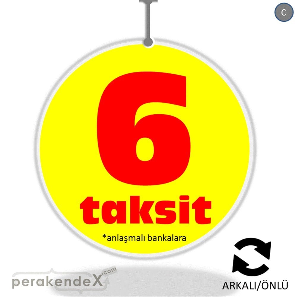 anlaşmalı bankalara 6 taksit DÖNKARTI -oval,çift yön baskı