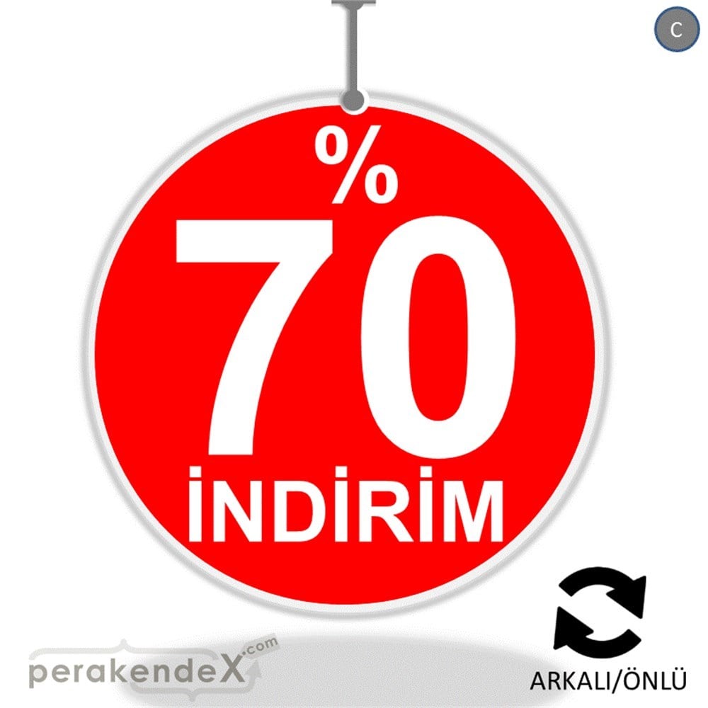 yüzde 70 indirim DÖNKARTI -oval,çift yön baskı