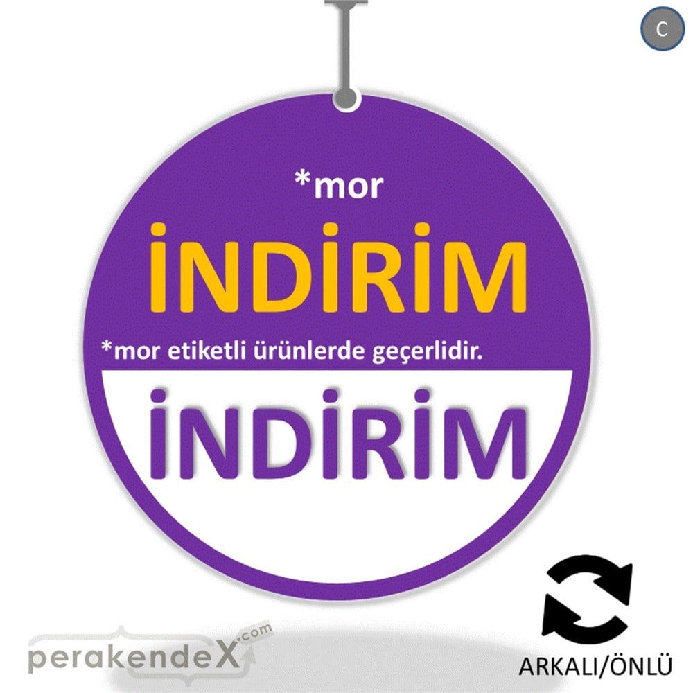 etiket rengine göre indirim DÖNKARTI -oval,çift yön baskı