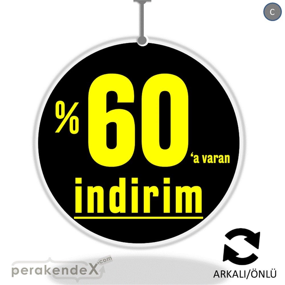 yüzde 60 a varan indirim DÖNKARTI -oval,çift yön baskı