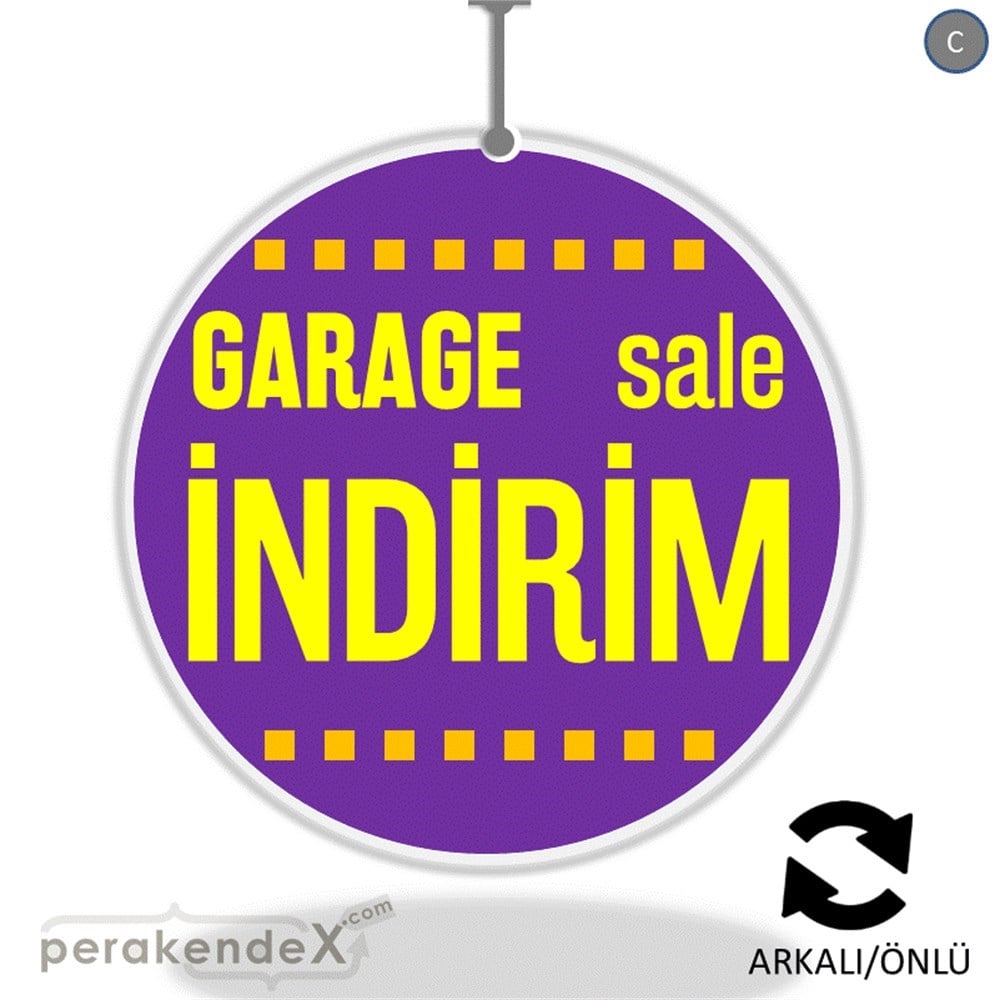 garage sale indirim DÖNKARTI -oval,çift yön baskı