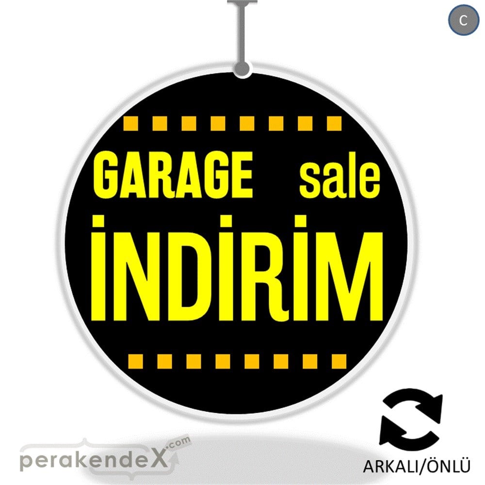 garage sale indirim DÖNKARTI -oval,çift yön baskı