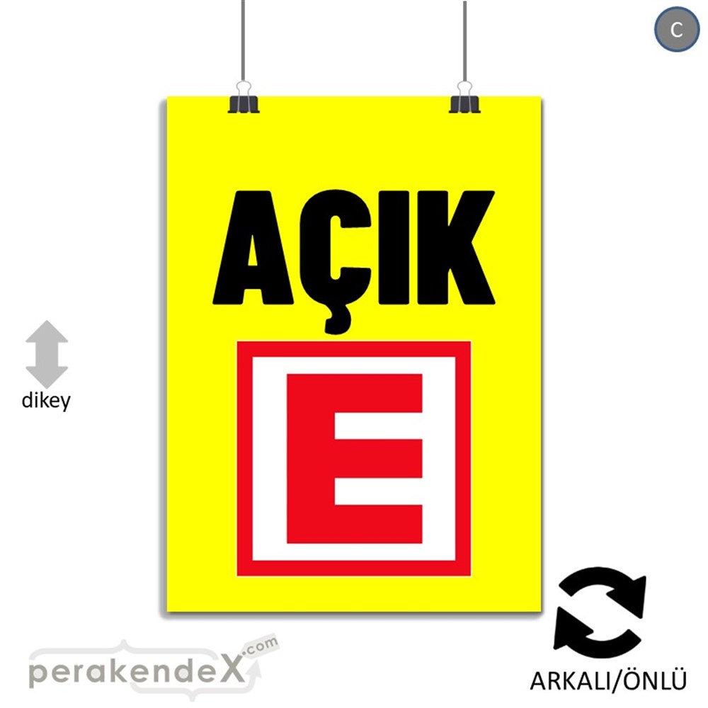 Eczane Açık Yazısı KAĞIT POSTER,  AFİŞ -dikdörtgen,çift yön baskıkağıt poster,  afiş