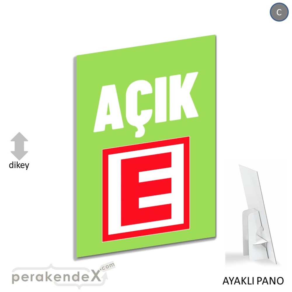 Eczane Açık Yazısı KARTON AYAKLI POSTER,  PANO -dikdörtgen,tek yön baskıkarton ayaklı poster,  pano