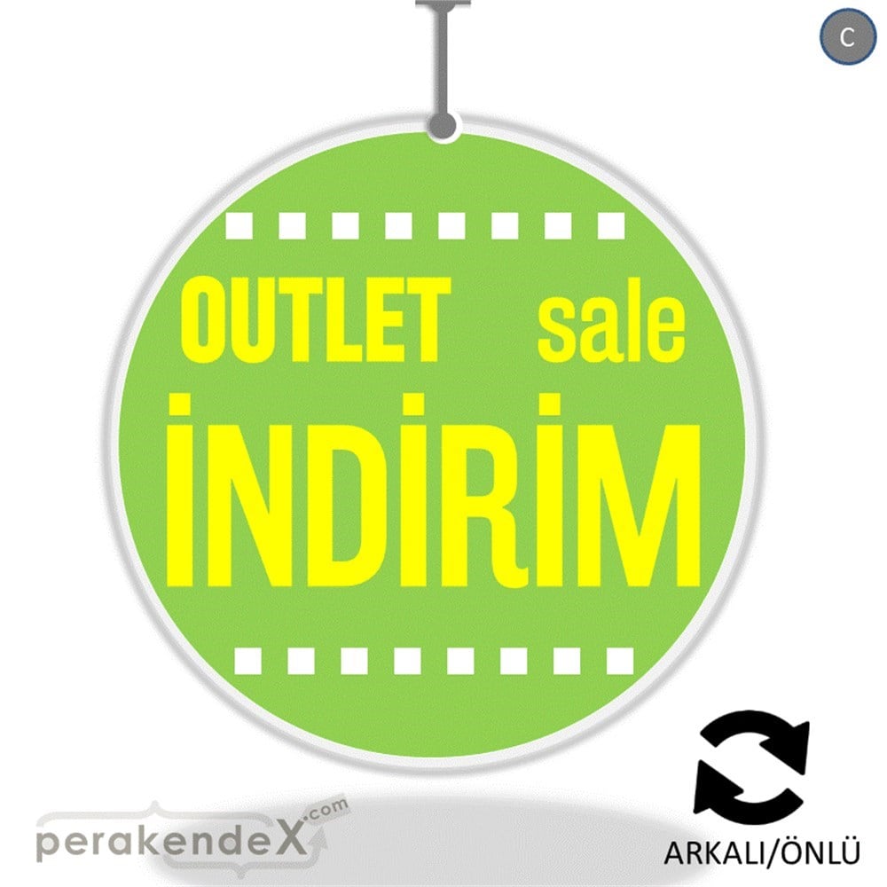outlet sale indirim DÖNKARTI -oval,çift yön baskı