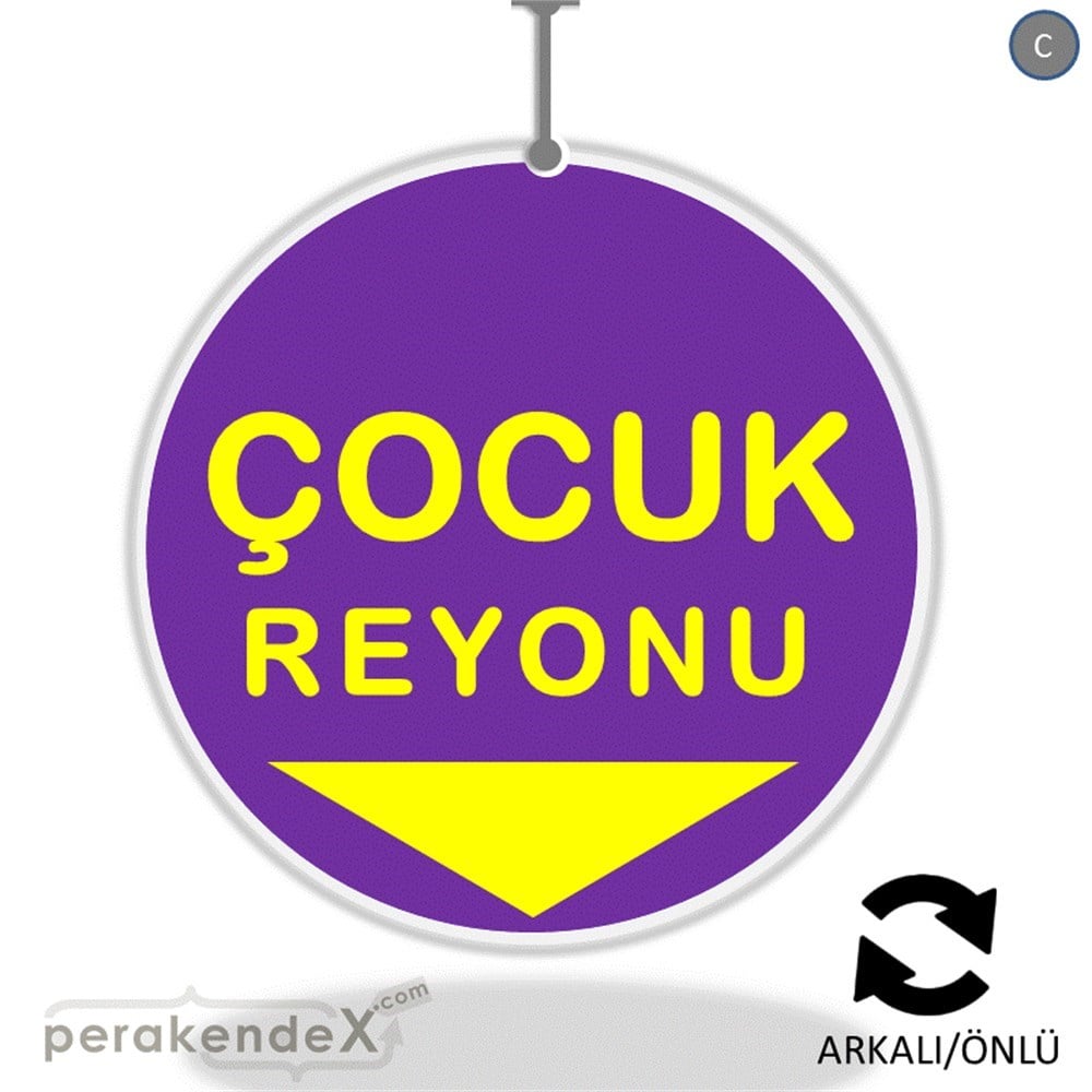 çocuk reyonu yönlendirme DÖNKARTI -oval,çift yön baskı