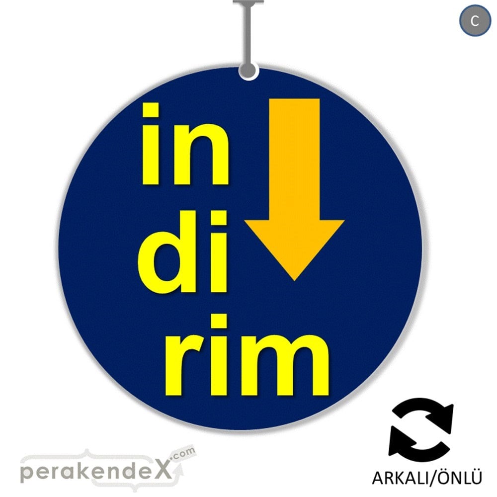 oklu>heceli indirim DÖNKARTI -oval,çift yön baskı