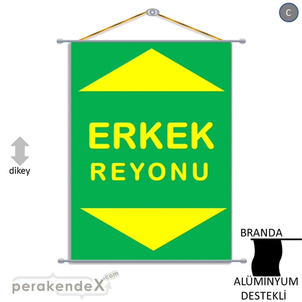 erkek reyonu yönlendirme BRANDA AFİŞİ -dikdörtgen,tek yön baskı