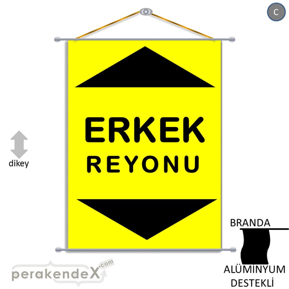 erkek reyonu yönlendirme BRANDA AFİŞİ -dikdörtgen,tek yön baskı