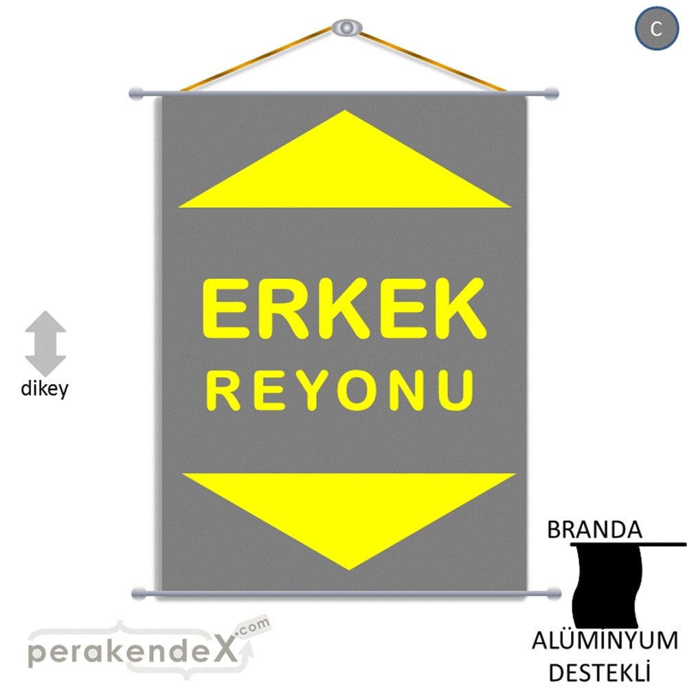 erkek reyonu yönlendirme BRANDA AFİŞİ -dikdörtgen,tek yön baskı