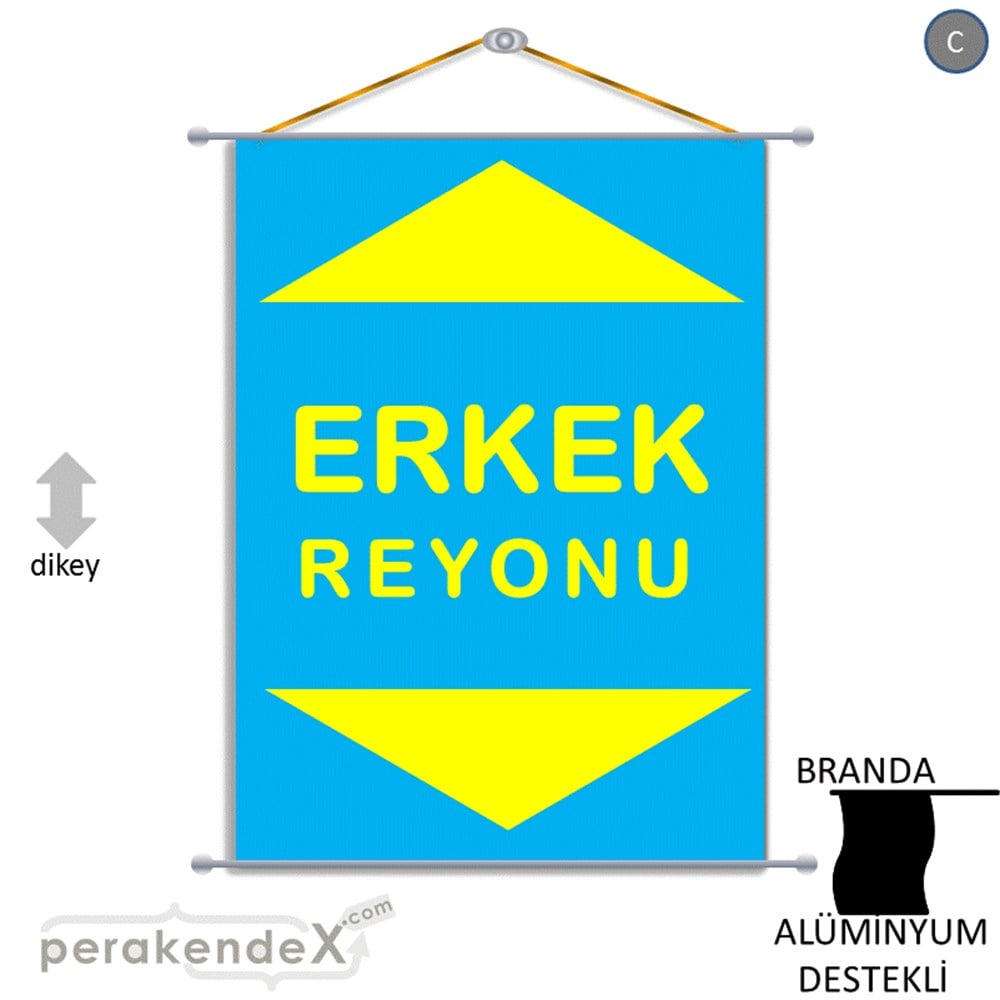 erkek reyonu yönlendirme BRANDA AFİŞİ -dikdörtgen,tek yön baskı
