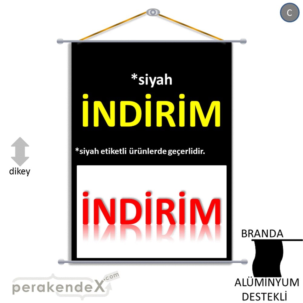 etiket rengine göre indirim BRANDA AFİŞİ -dikdörtgen,tek yön baskı