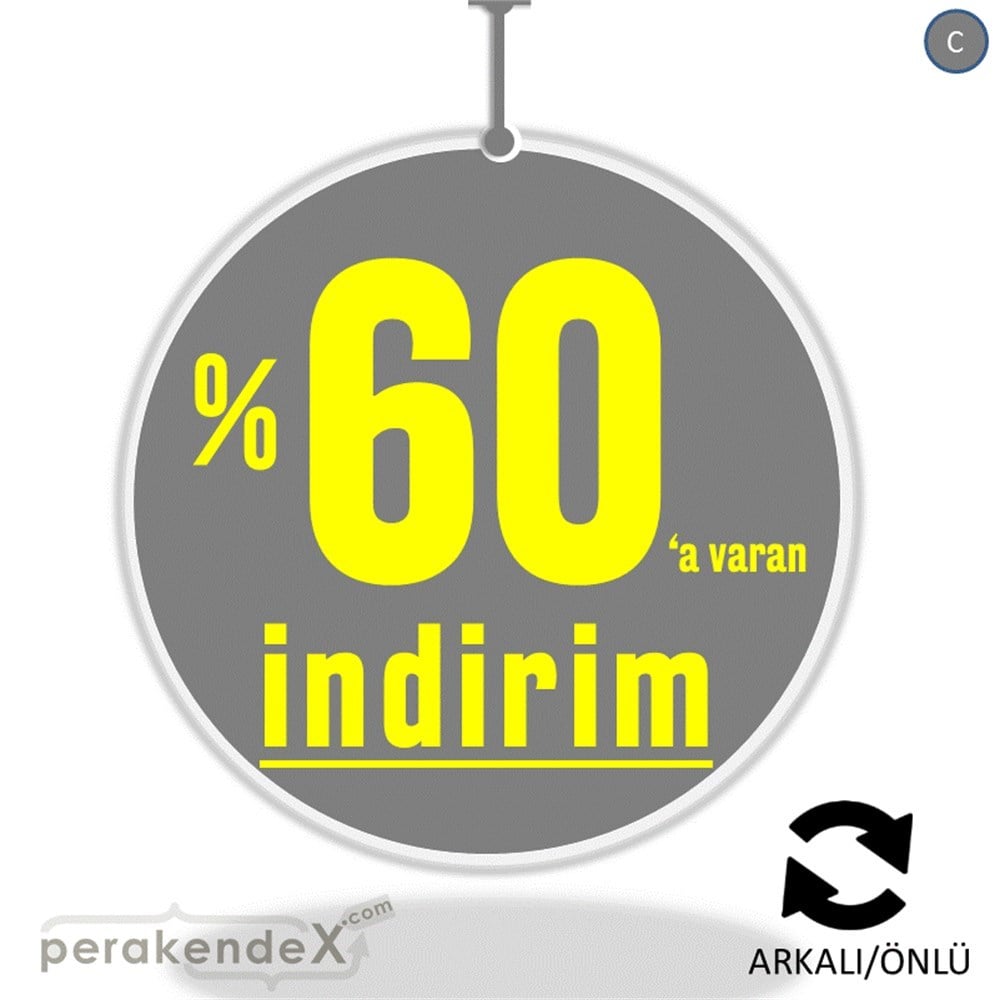 yüzde 60 a varan indirim DÖNKARTI -oval,çift yön baskı