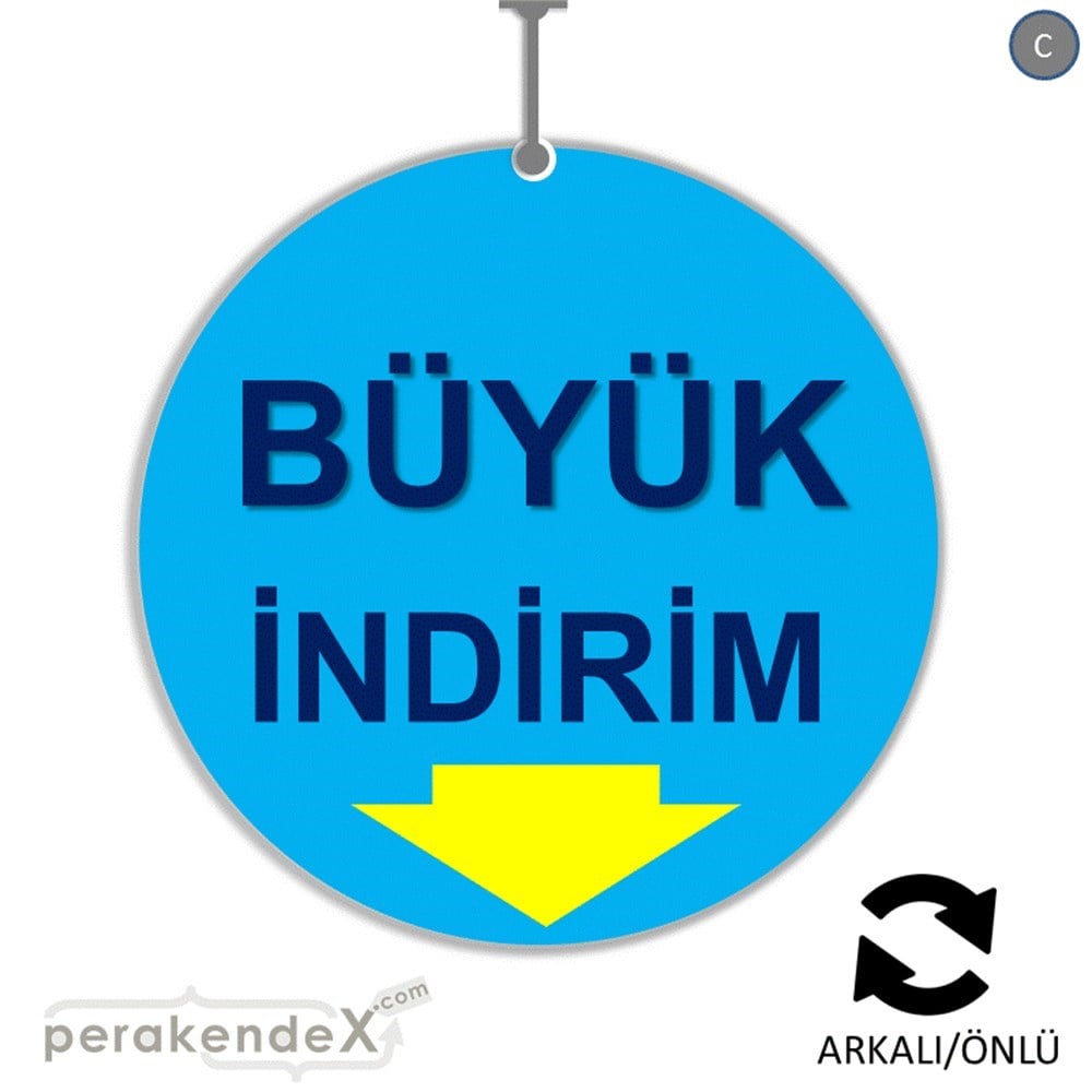 büyük indirim DÖNKARTI -oval,çift yön baskı