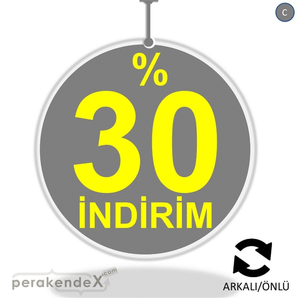 yüzde 30 indirim DÖNKARTI -oval,çift yön baskı