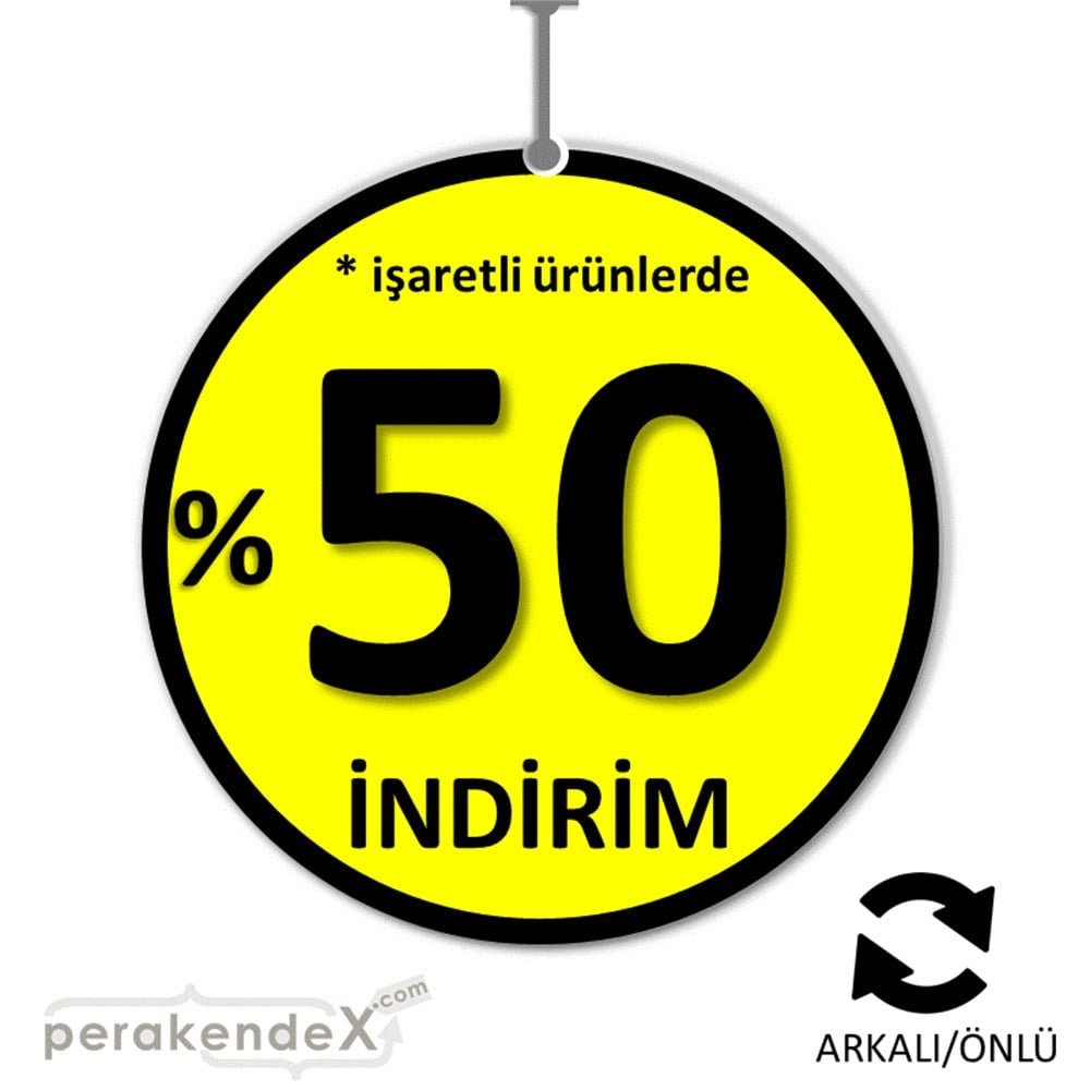 yüzde 50 ye varan indirim DÖNKARTI -oval,çift yön baskı