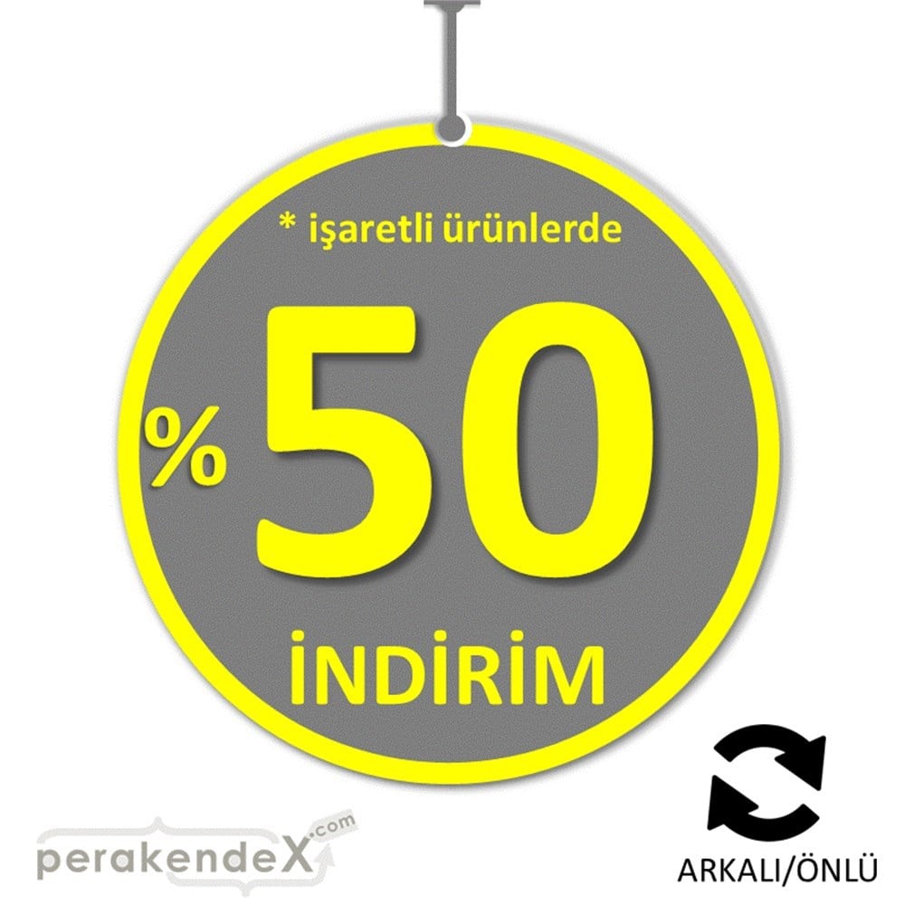 yüzde 50 ye varan indirim DÖNKARTI -oval,çift yön baskı