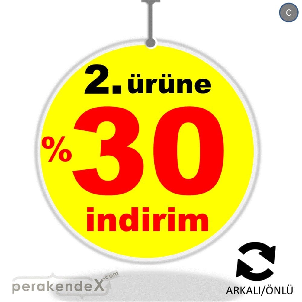 2. ürüne yüzde 30 indirim DÖNKARTI -oval,çift yön baskı
