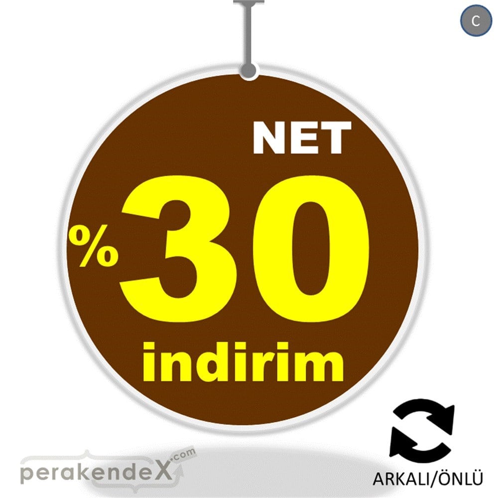 net yüzde 30 indirim DÖNKARTI -oval,çift yön baskı