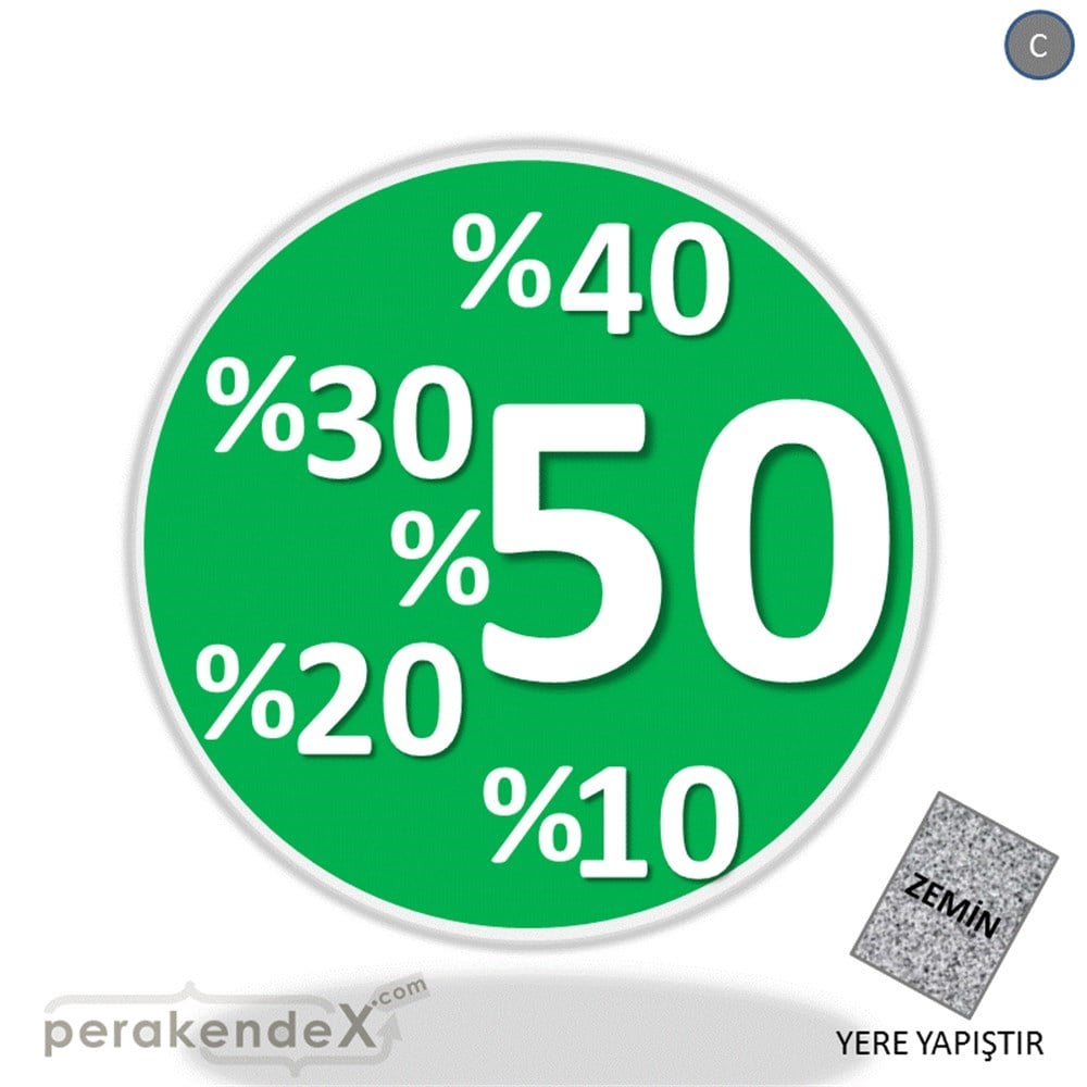 yüzde(50-40-30-20-10) indirim YER ZEMİNE YAPIŞIR -oval,tek yön baskı