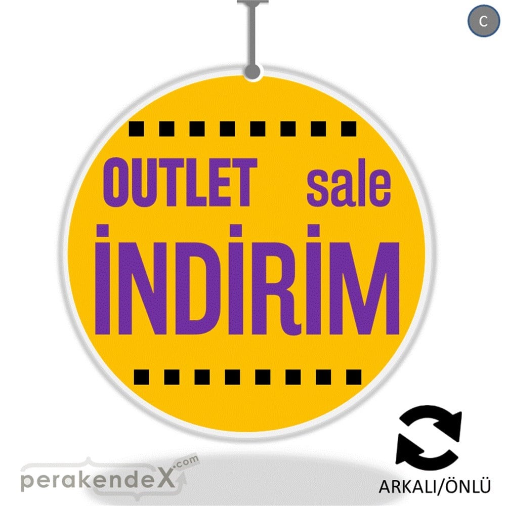 outlet sale indirim DÖNKARTI -oval,çift yön baskı