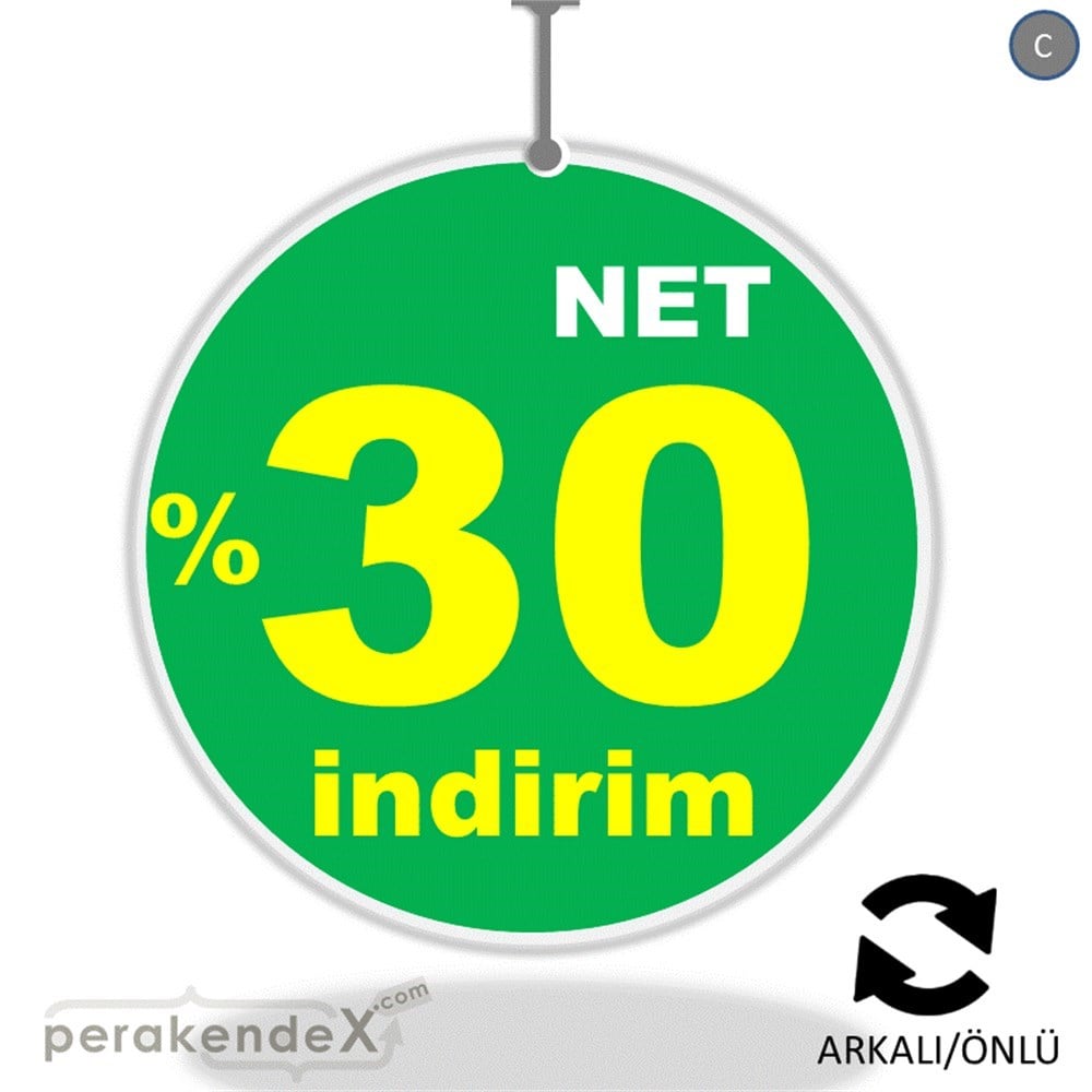 net yüzde 30 indirim DÖNKARTI -oval,çift yön baskı