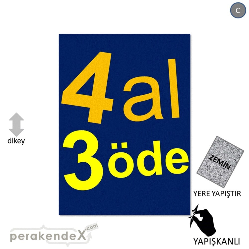 4 al 3 öde YER ZEMİNE YAPIŞIR -dikdörtgen,tek yön baskı