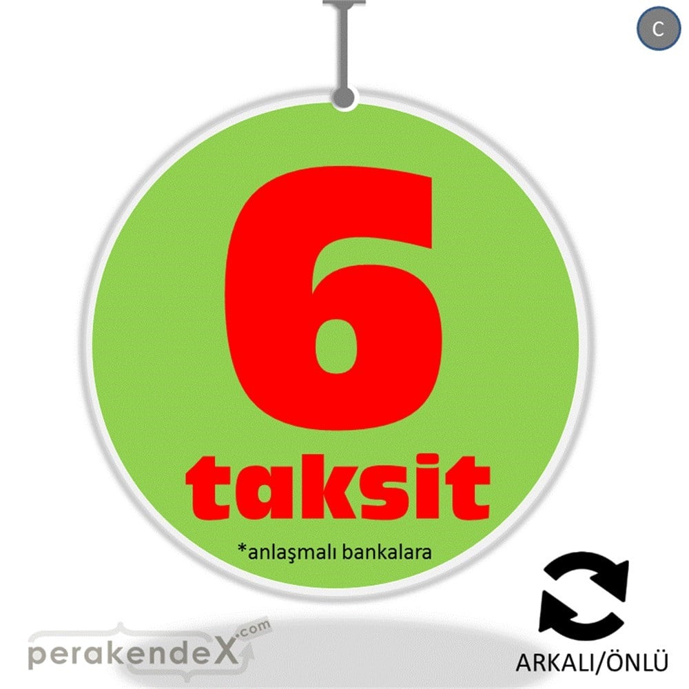 anlaşmalı bankalara 6 taksit DÖNKARTI -oval,çift yön baskı