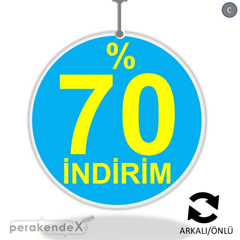 yüzde 70 indirim DÖNKARTI -oval,çift yön baskı