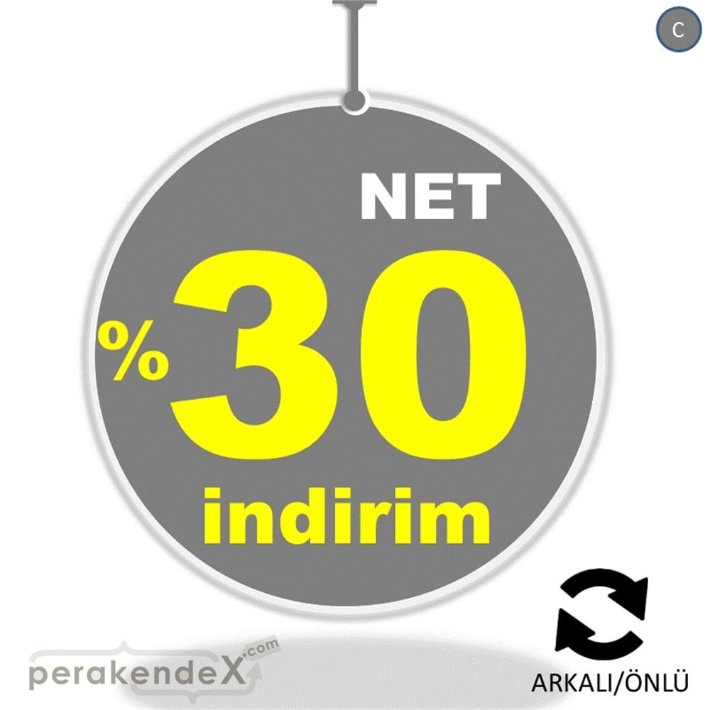 net yüzde 30 indirim DÖNKARTI -oval,çift yön baskı