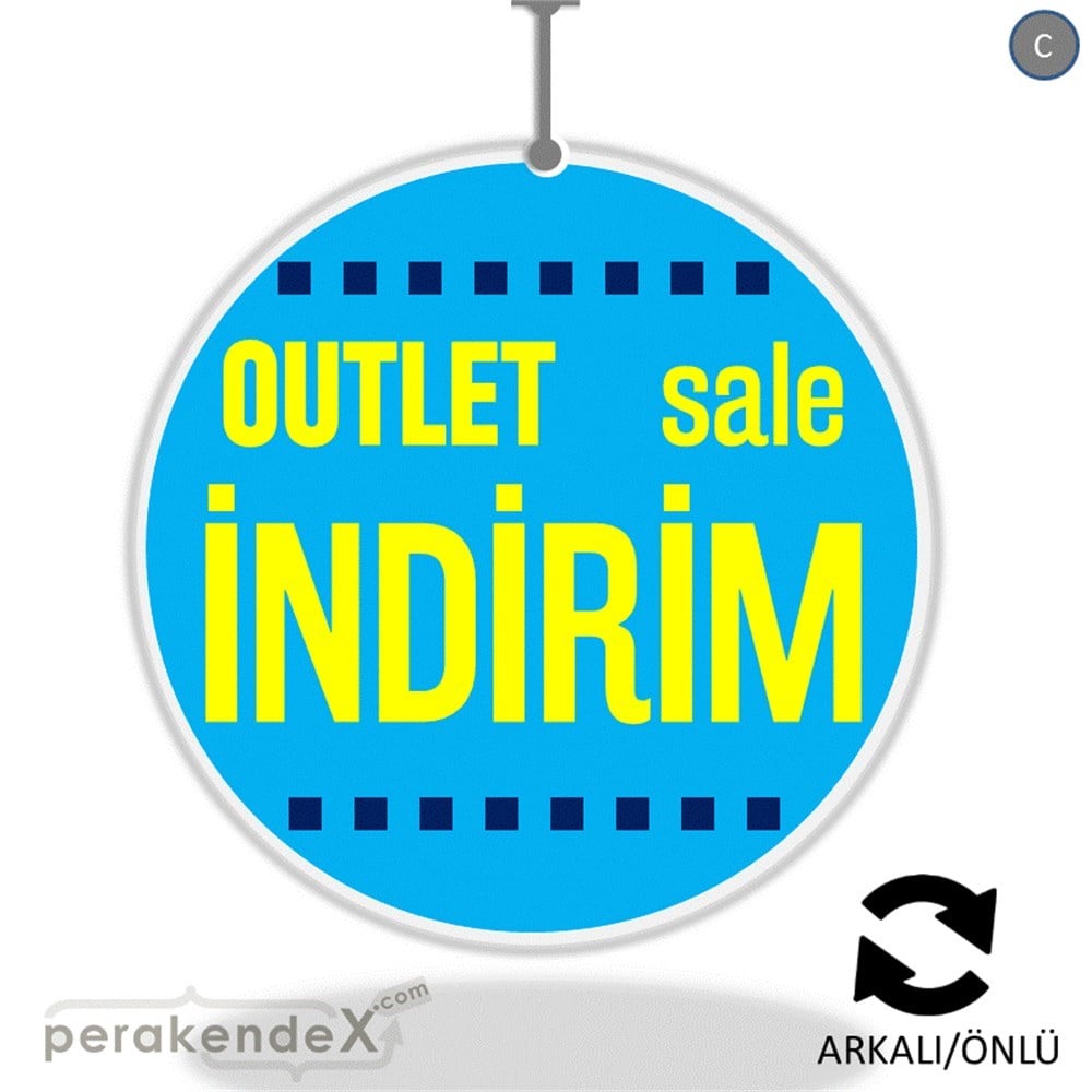 outlet sale indirim DÖNKARTI -oval,çift yön baskı