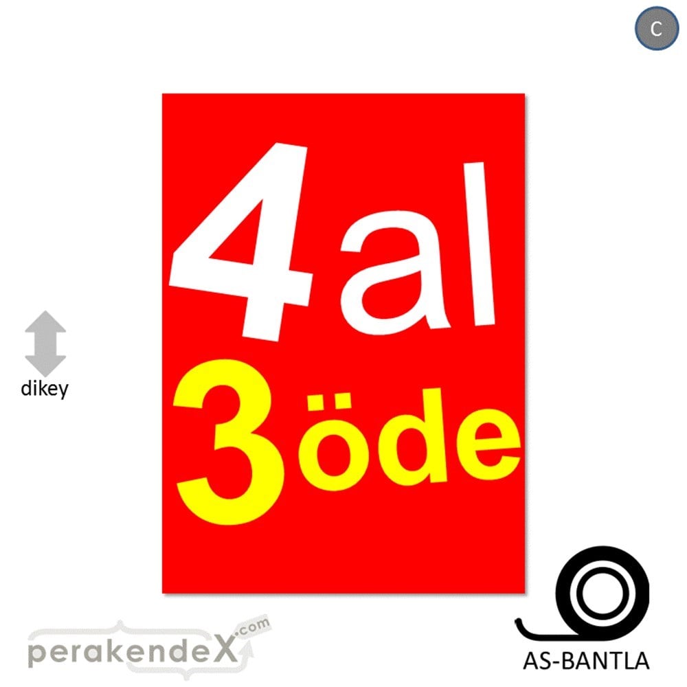 4 al 3 öde POSTERİ -dikdörtgen,tek yön baskı