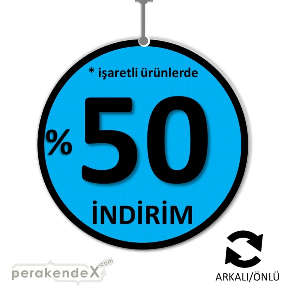 yüzde 50 ye varan indirim DÖNKARTI -oval,çift yön baskı