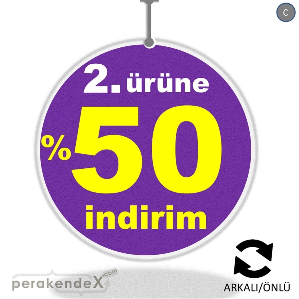 2. ürüne yüzde 50 indirim DÖNKARTI -oval,çift yön baskı