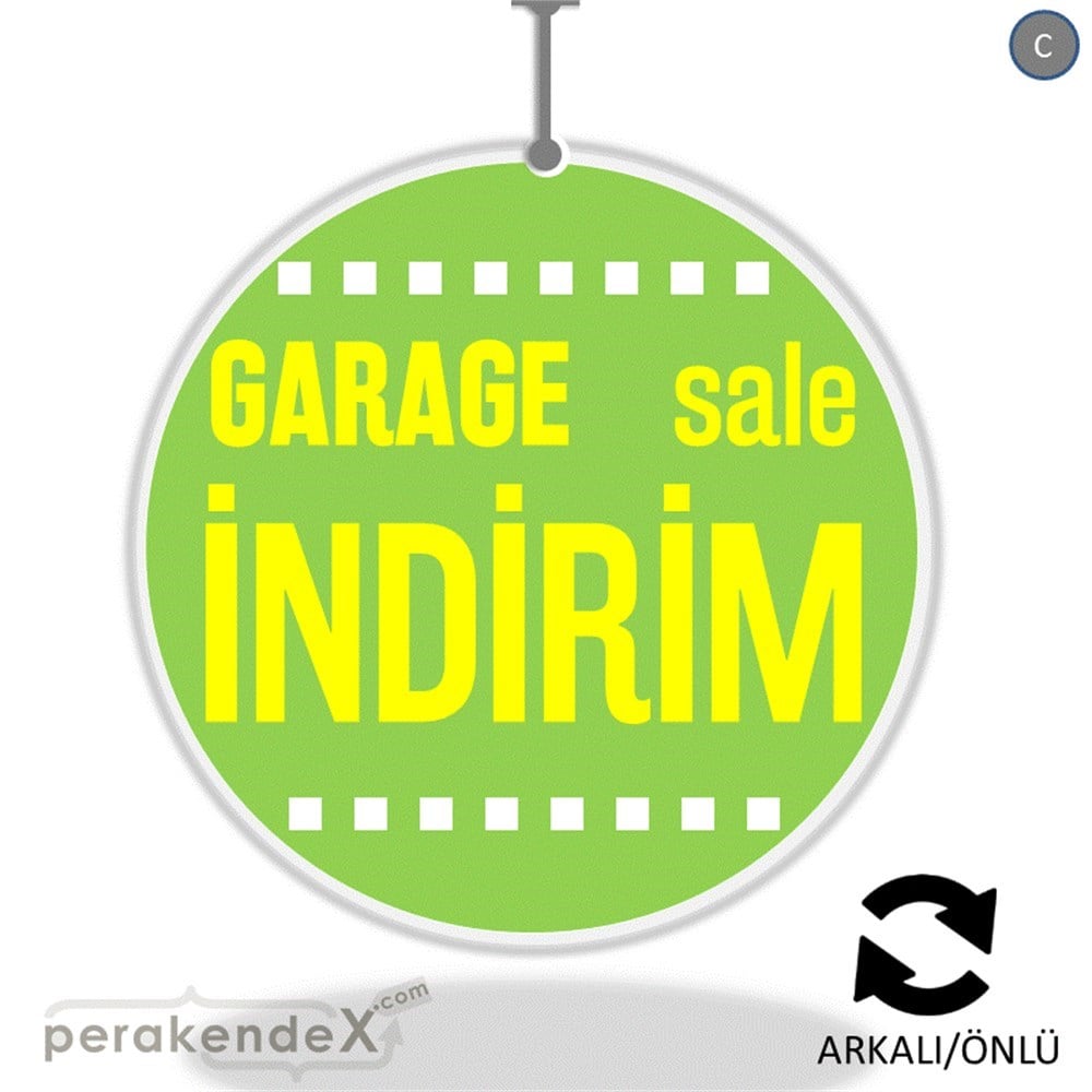 garage sale indirim DÖNKARTI -oval,çift yön baskı