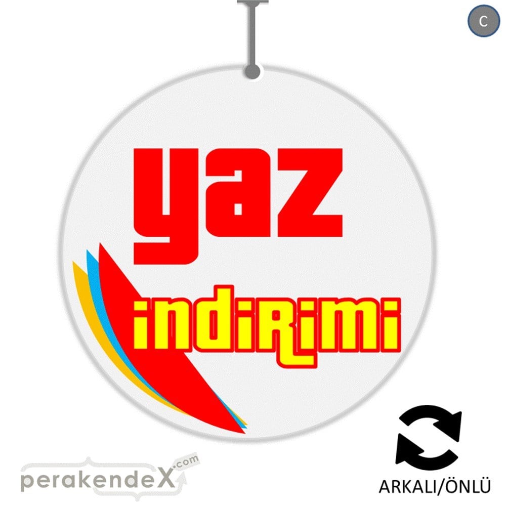 yaz indirimi DÖNKARTI -oval,çift yön baskı