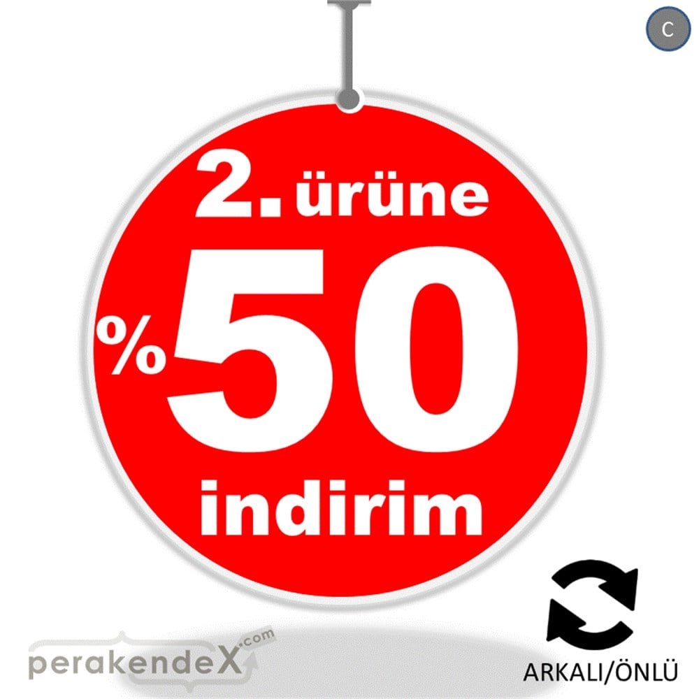 2. ürüne yüzde 50 indirim DÖNKARTI -oval,çift yön baskı
