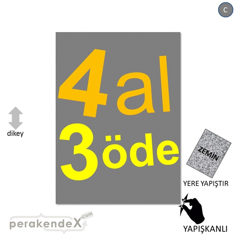 4 al 3 öde YER ZEMİNE YAPIŞIR -dikdörtgen,tek yön baskı